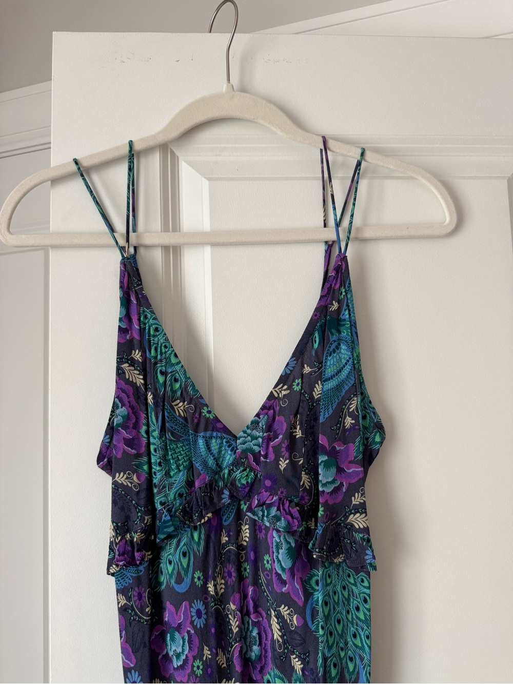 Spell Boheme Bias Cut Maxi Dress in Peacock Colorway, Size Small. - Picture 6 of 14